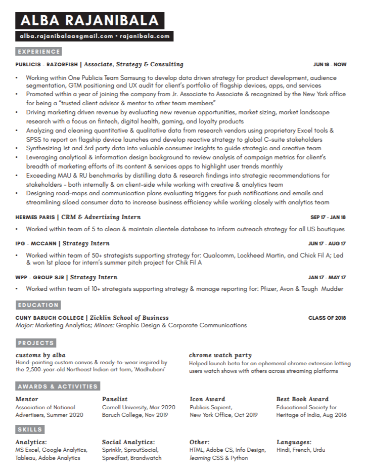 Alba's Resume
